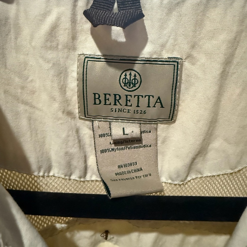 Vtg BERETTA Safari Hunting Field Jacket Mens L Khaki Tan Coat - Picture 6 of 10